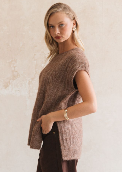 Lixue Cable Knit Vest Chocolate
