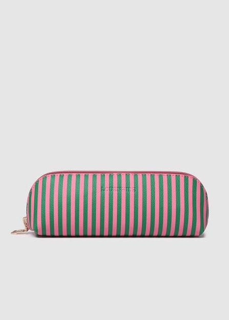 Jayne Stripe Makeup Bag Green/Bubblegum Pink