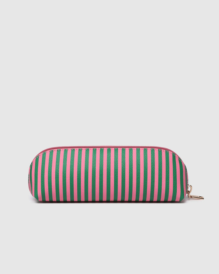 Jayne Stripe Makeup Bag Green/Bubblegum Pink