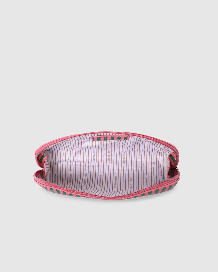 Jayne Stripe Makeup Bag Green/Bubblegum Pink