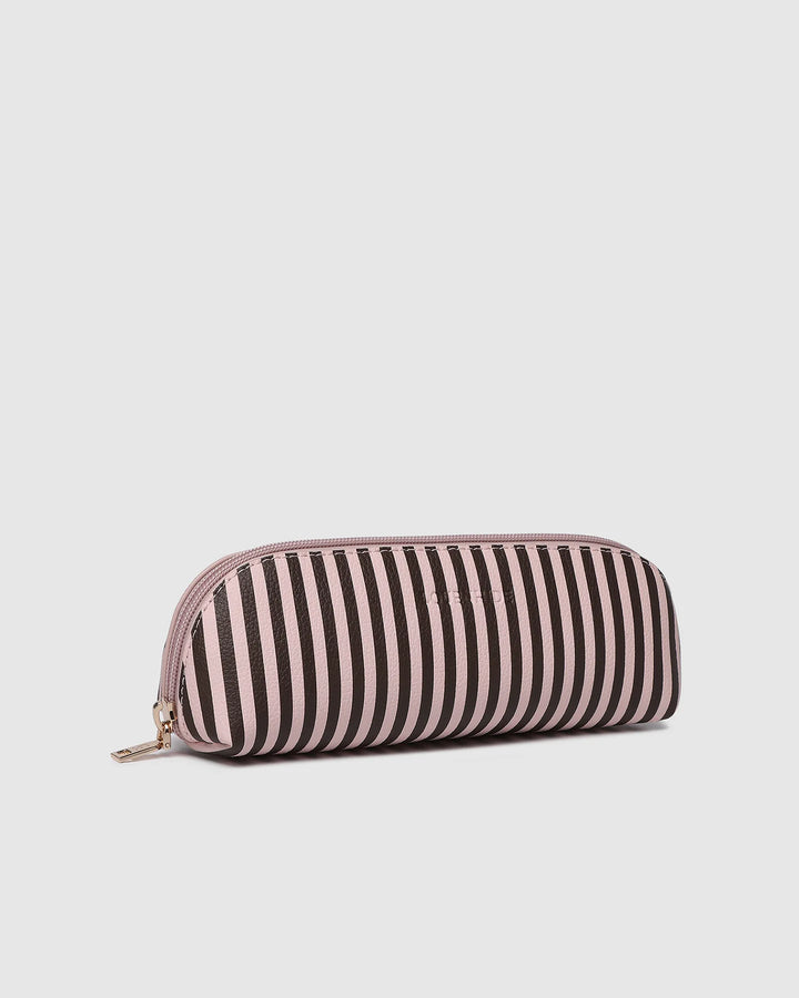 Jayne Stripe Makeup Bag Pink/Chocolate