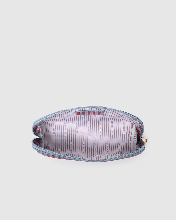 Jayne Stripe Makeup Bag  Red/Sky Blue