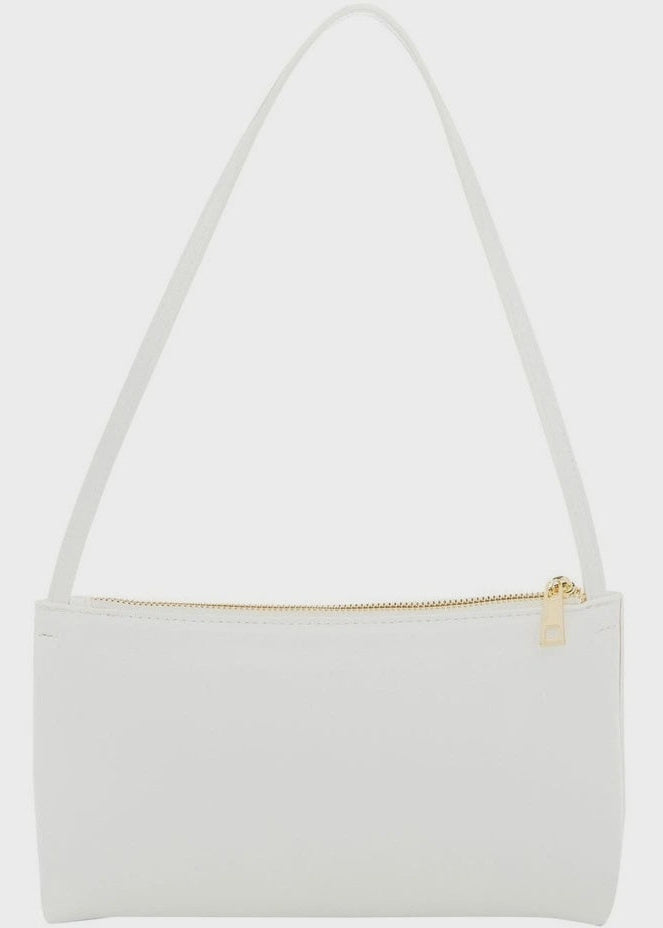 Ellie Shoulder Bag in White Crinkle