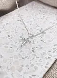 S/S CZ Set Fancy Cross Necklace