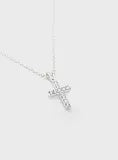 S/S CZ Set Fancy Cross Necklace