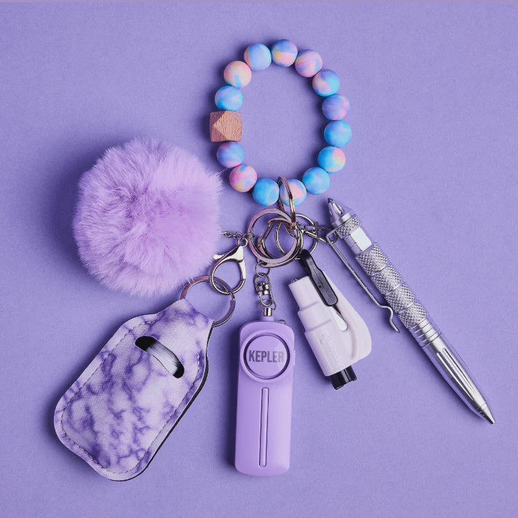 KEPLER Safety Keychain I Purple Pastel Haze Beaded