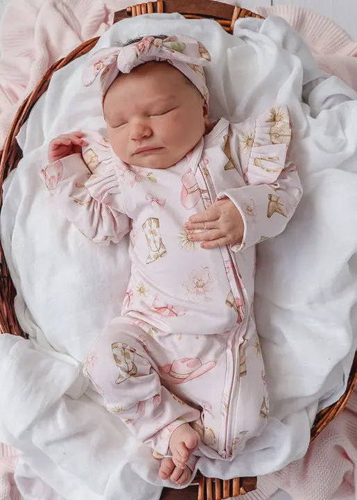 Boots & Bows Organic Snugglesuit Convertible Romper with Frill