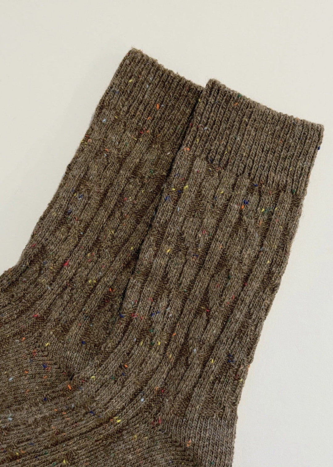 Cable Neb Crew Socks Brown