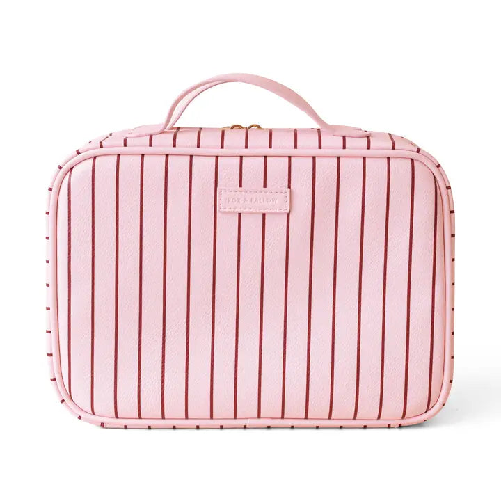Rosé Pinstripe Cosmetic Bag