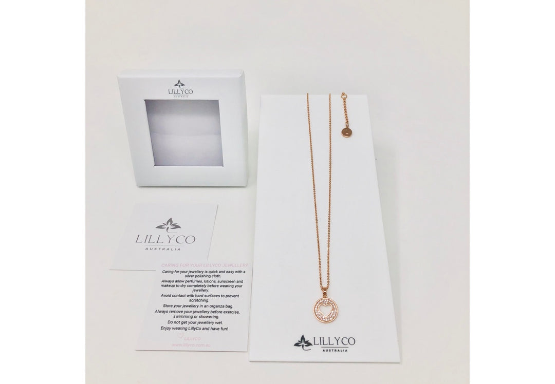 LillyCo Fine Rose Gold Link & Crystal Necklace