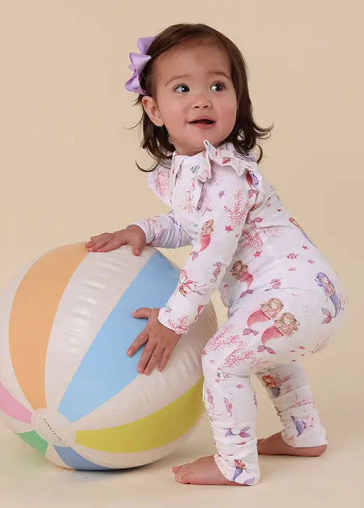 Mermaid Organic Snugglesuit Convertible Romper with Frill