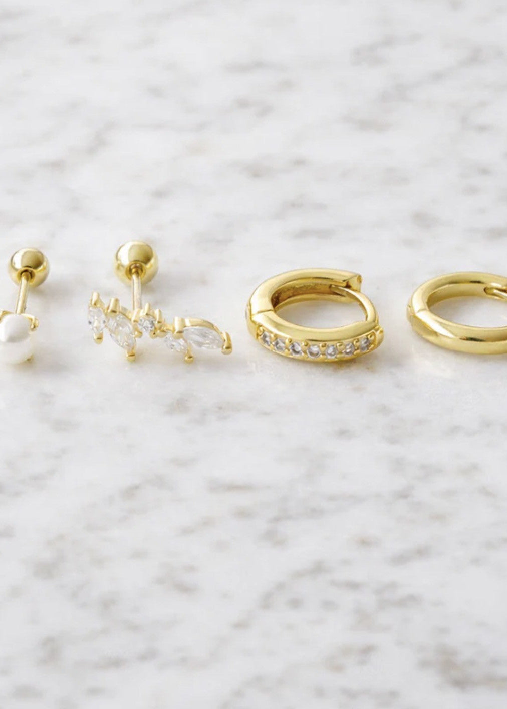 Crystal Everyday 18k Gold Plated Stacker Earring Set
