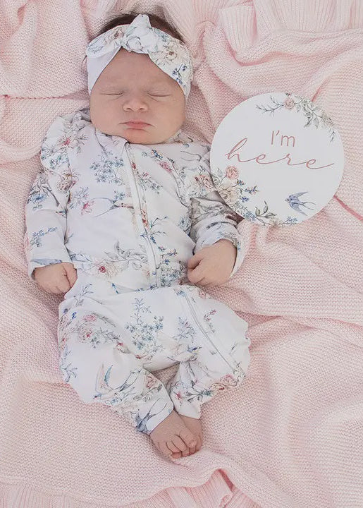 Sweet Swallows Organic Snugglesuit with Frill