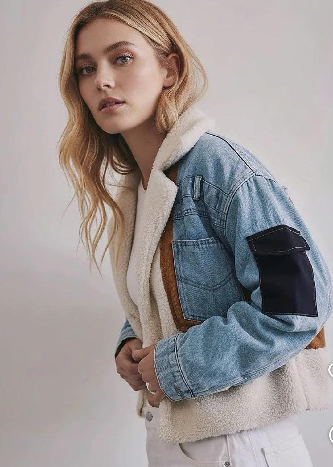 Denim Patchwork Bomber Jacket