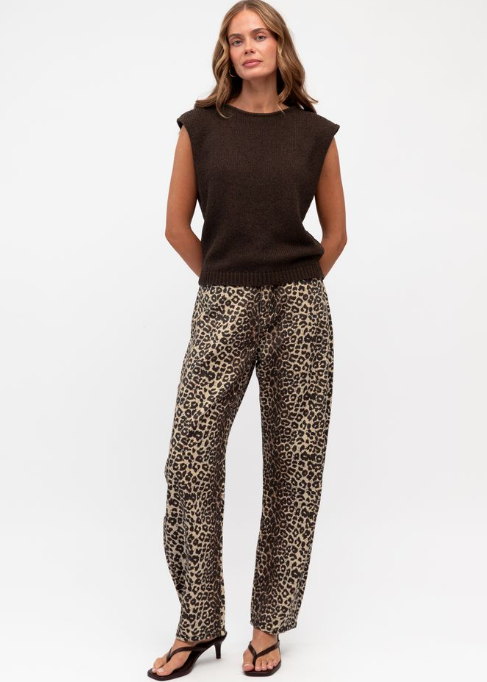 Leopard Barrel Jean