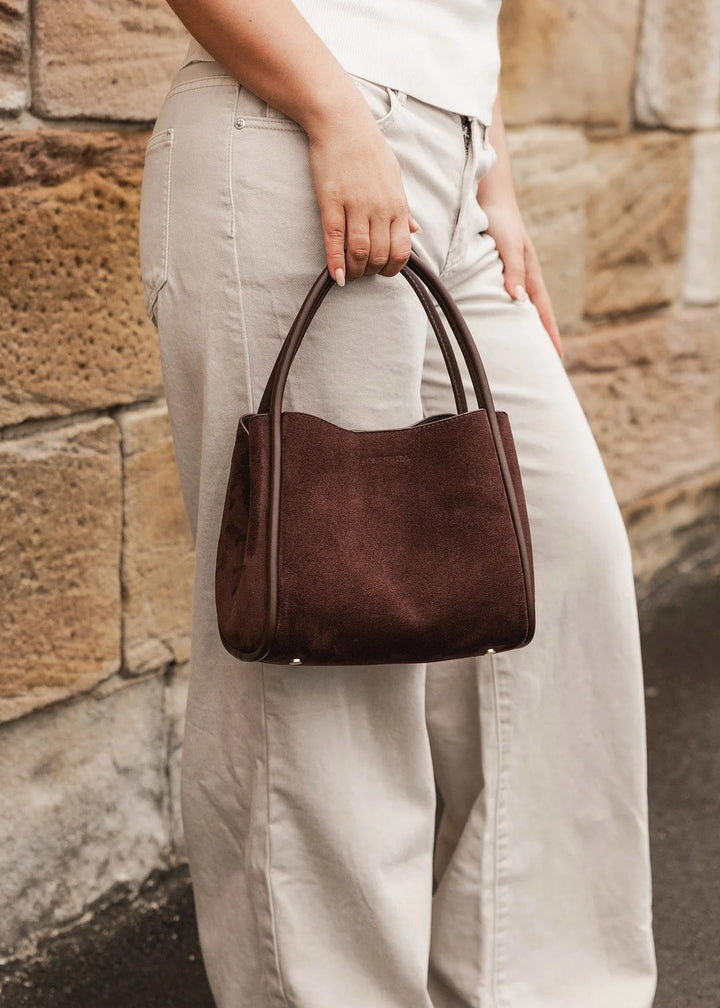 STEFFIE Suedette Mini Tote Bag - Chocolate