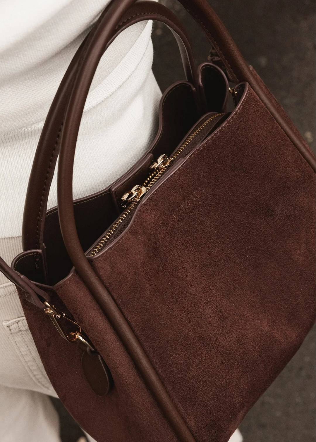 STEFFIE Suedette Mini Tote Bag - Chocolate