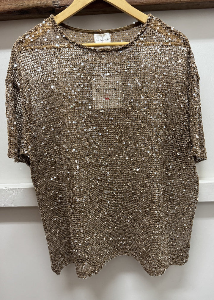 Sequins Knit Oversized Tee Mocha