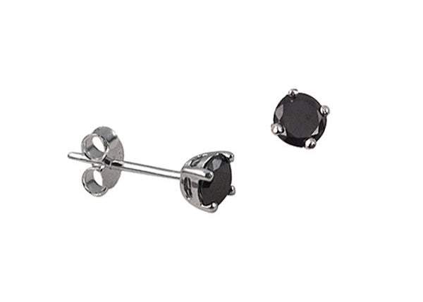 S/S 4mm 4 Claw Round Black Cz Studs