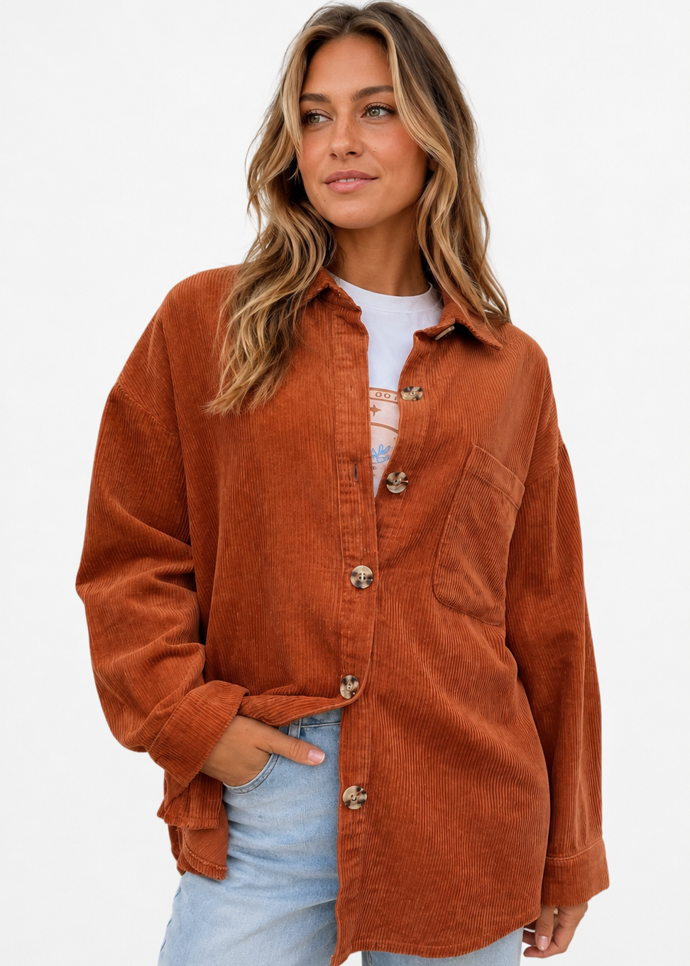 Hunter Cord Shacket RUST