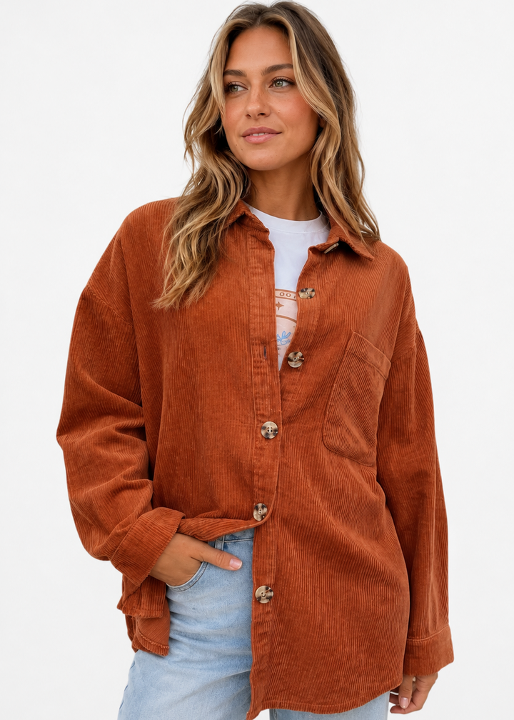 Hunter Cord Shacket RUST
