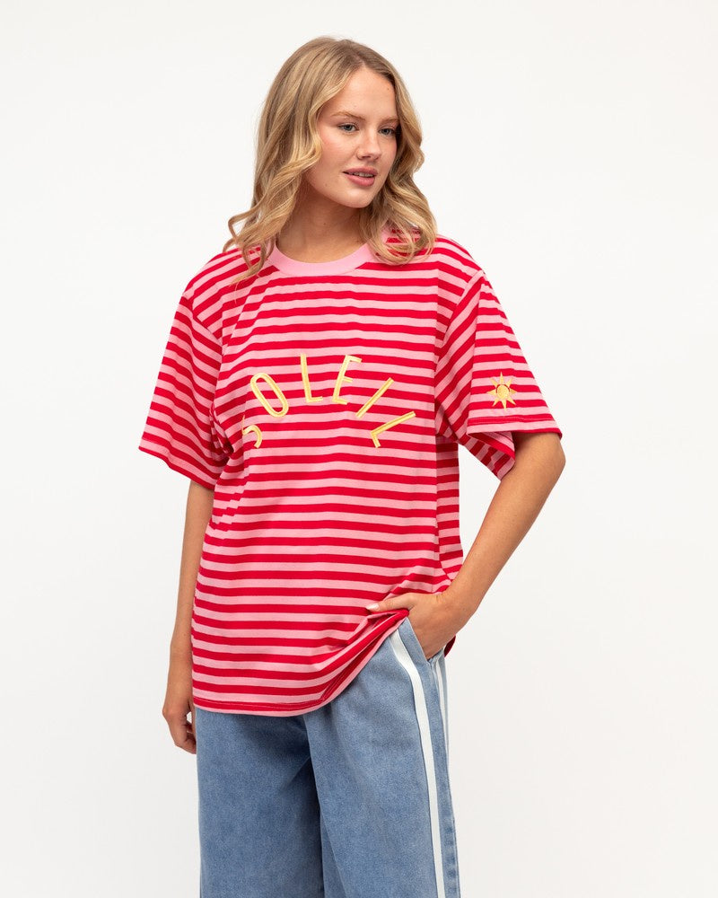 Soleil Embroidered Stripe Tee