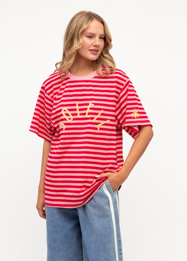 Soleil Embroidered Stripe Tee