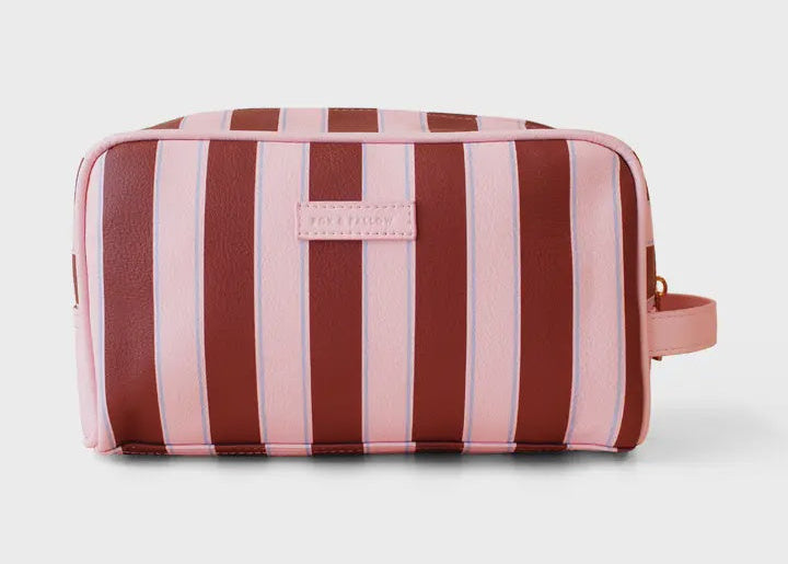 Burgundy Stripe Wash Bag