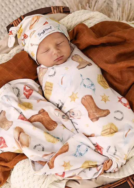 Cowboys Organic Jersey Wrap & Beanie Set