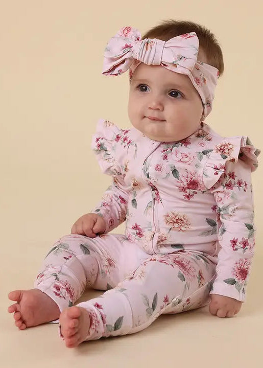Birds & Blooms Organic Snugglesuit Convertible Romper with Frill