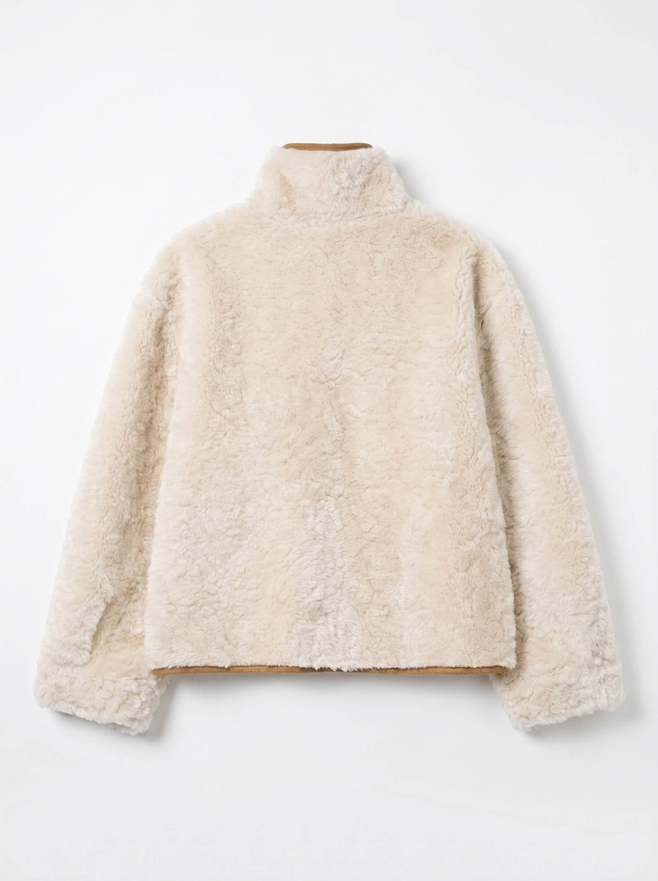 Two-Way Reversible Suede & Fur Funnel Neck Jacket