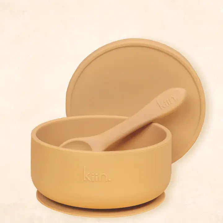 Silicone Suction Bowl with Lid + Spoon Set