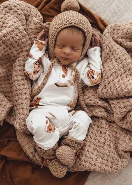 Fawn Merino Wool Bonnet & Booties