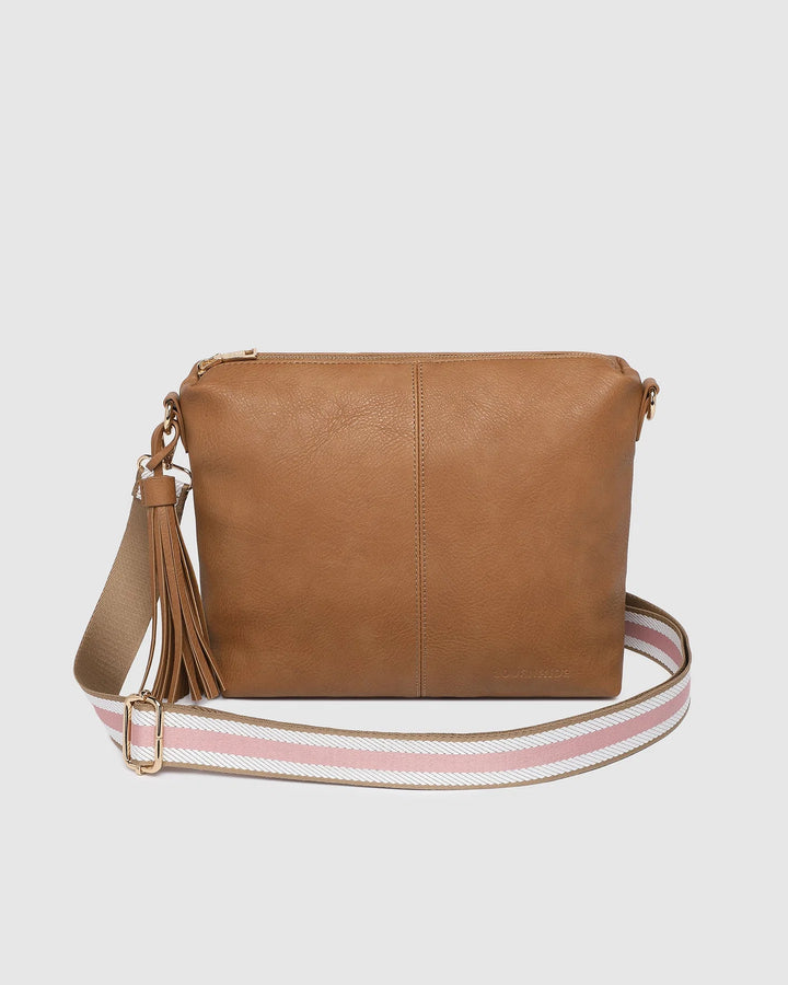 Daisy Stripe Crossbody Bag Camel