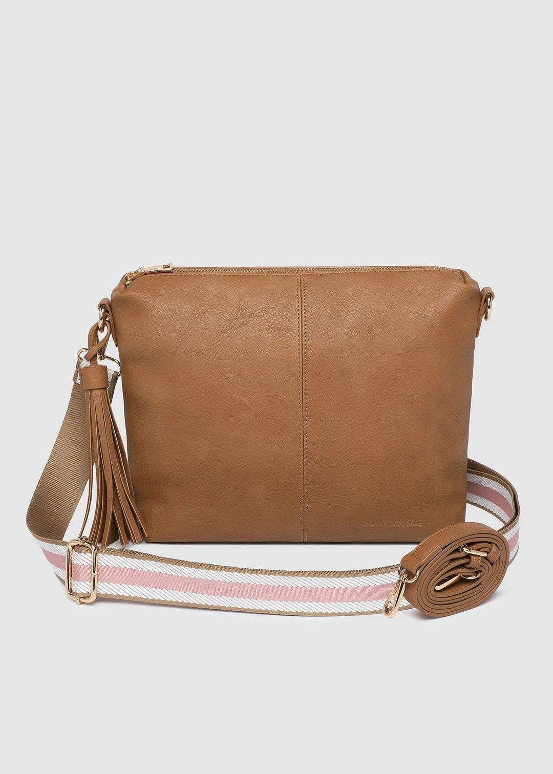 Daisy Stripe Crossbody Bag Camel