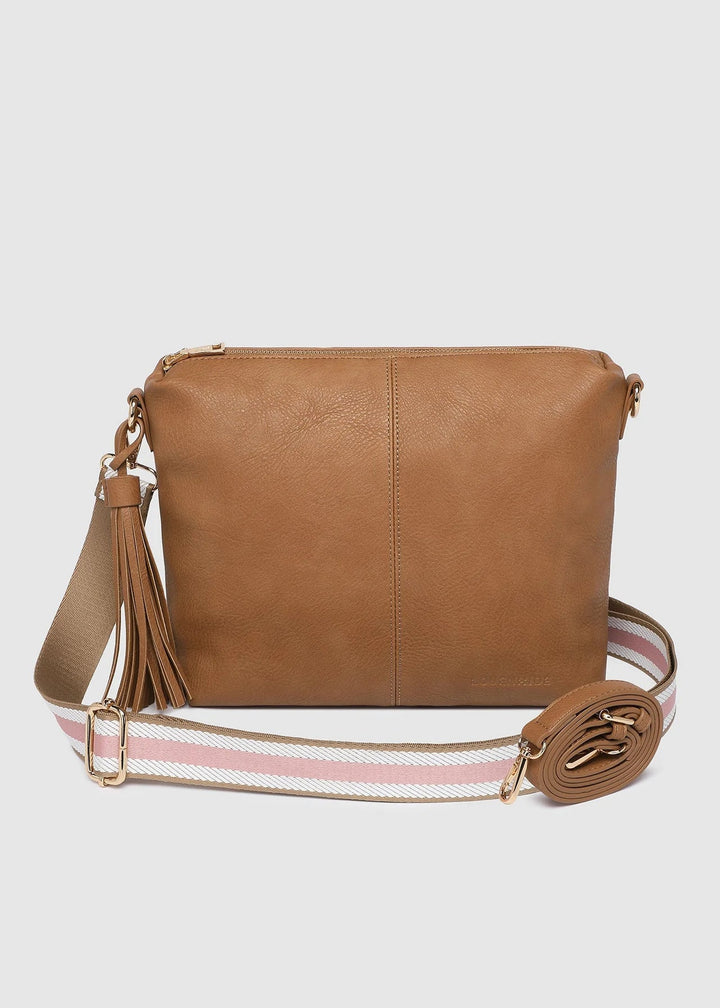 Daisy Stripe Crossbody Bag Camel