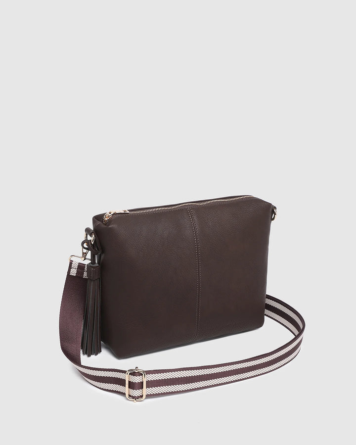 Daisy Stripe Crossbody Bag  Chocolate