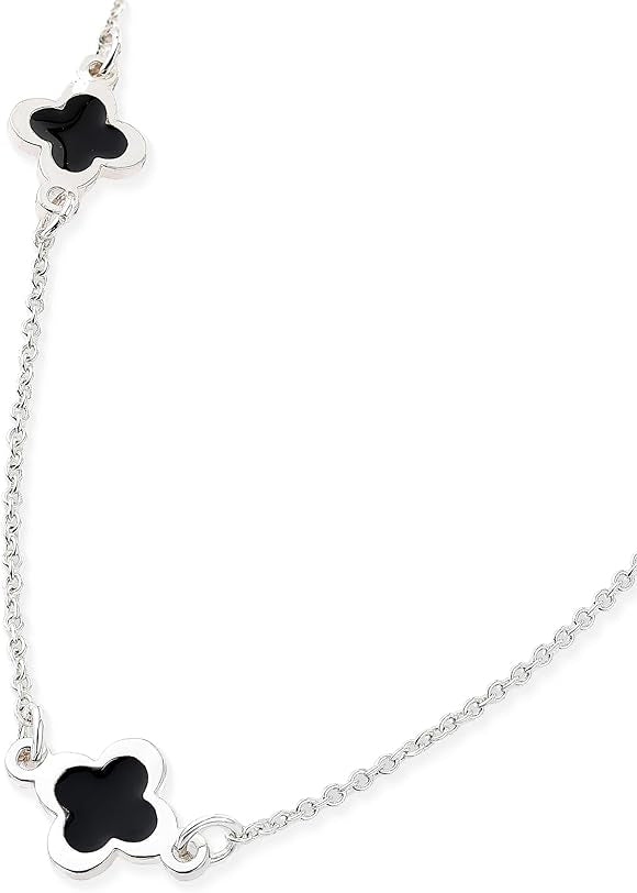 CLOVER Sterling Silver Plated Necklace Black