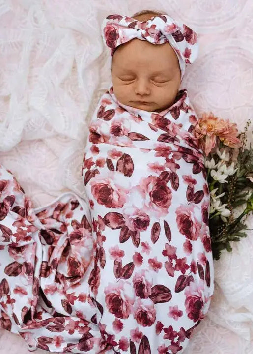 Fleur Baby Jersey Wrap & Topknot Set