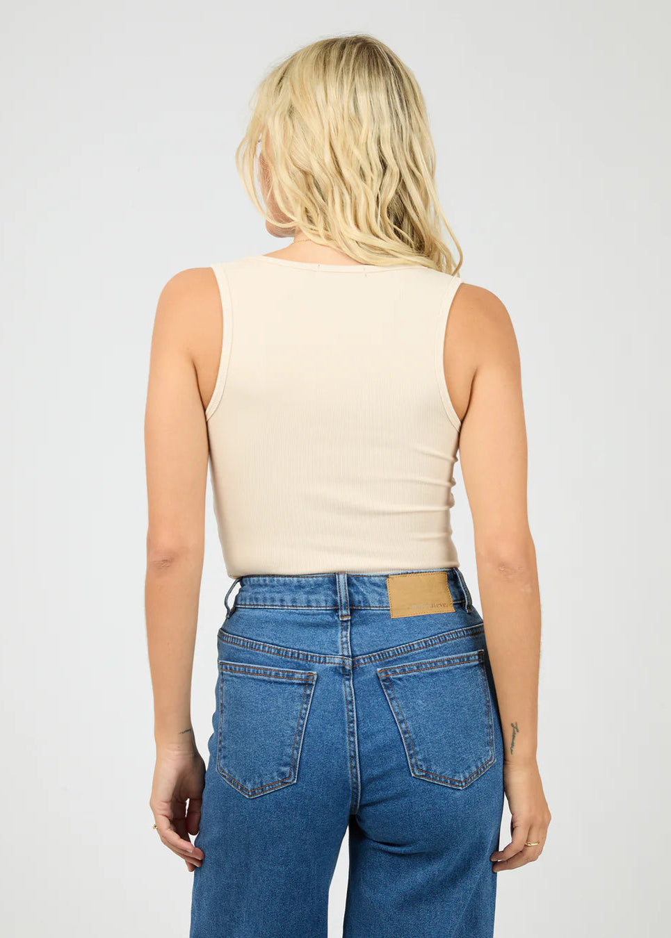 Washed Rib Scoop Neck Tank Vanilla