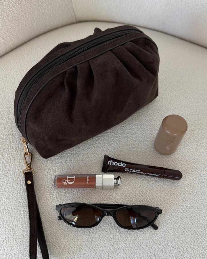 Sarski Suedette Makeup Bag  Chocolate