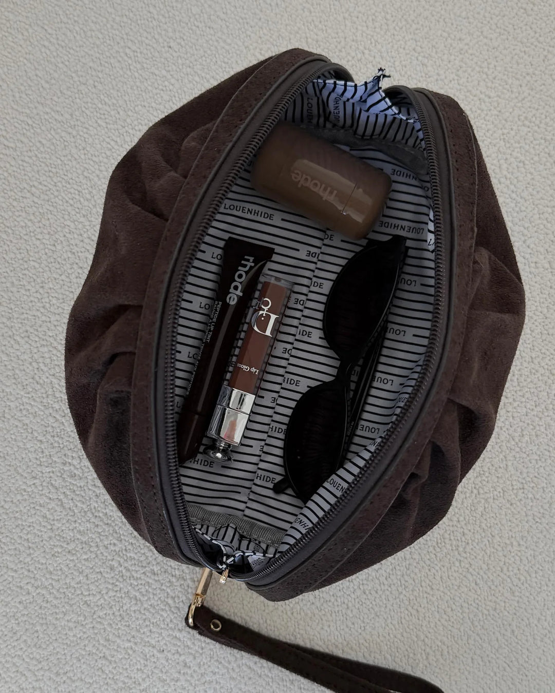 Sarski Suedette Makeup Bag  Chocolate
