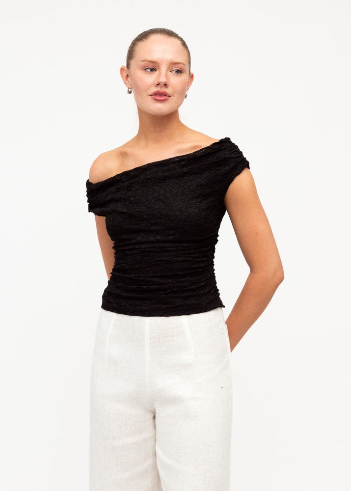 Liberties Lace Off the Shoulder Top Black