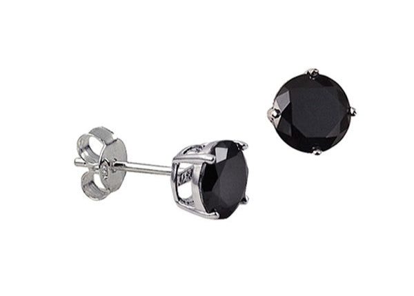 S/S 6mm 4 Claw Round Black Cz Studs