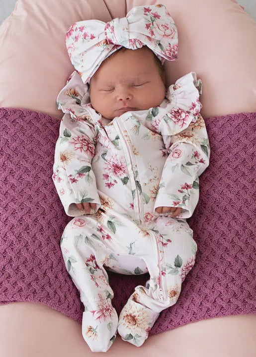 Birds & Blooms Organic Snugglesuit Convertible Romper with Frill