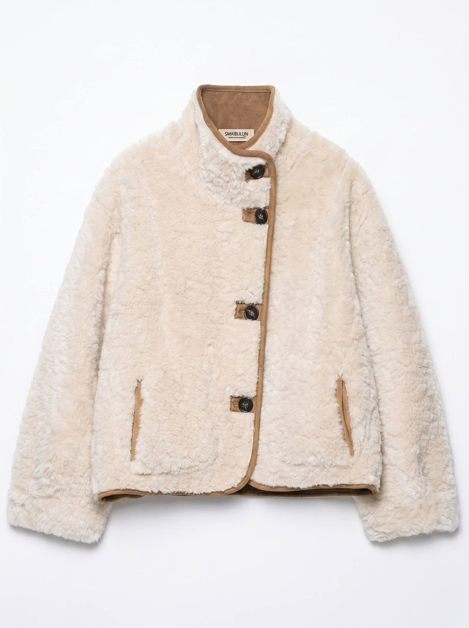 Two-Way Reversible Suede & Fur Funnel Neck Jacket