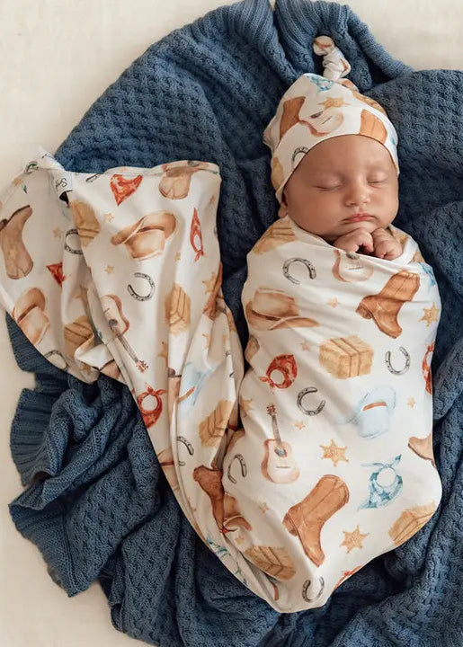Cowboys Organic Jersey Wrap & Beanie Set