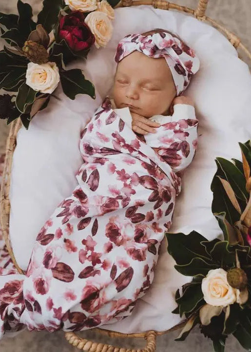 Fleur Baby Jersey Wrap & Topknot Set