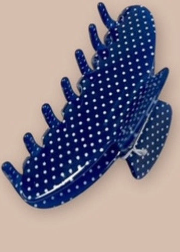 Polka Dot Claw Clip Navy