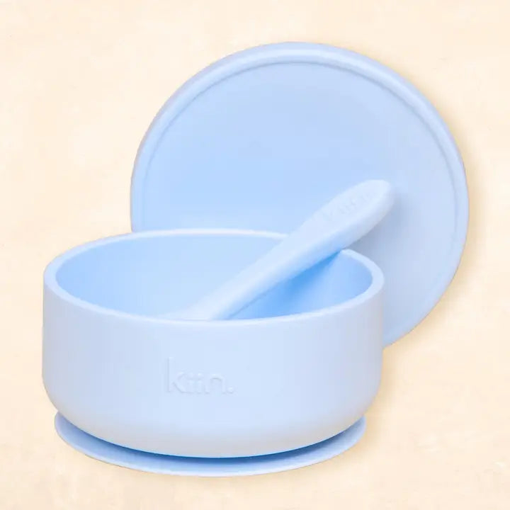 KiiN Silicone Suction Bowl with Lid + Spoon Set
